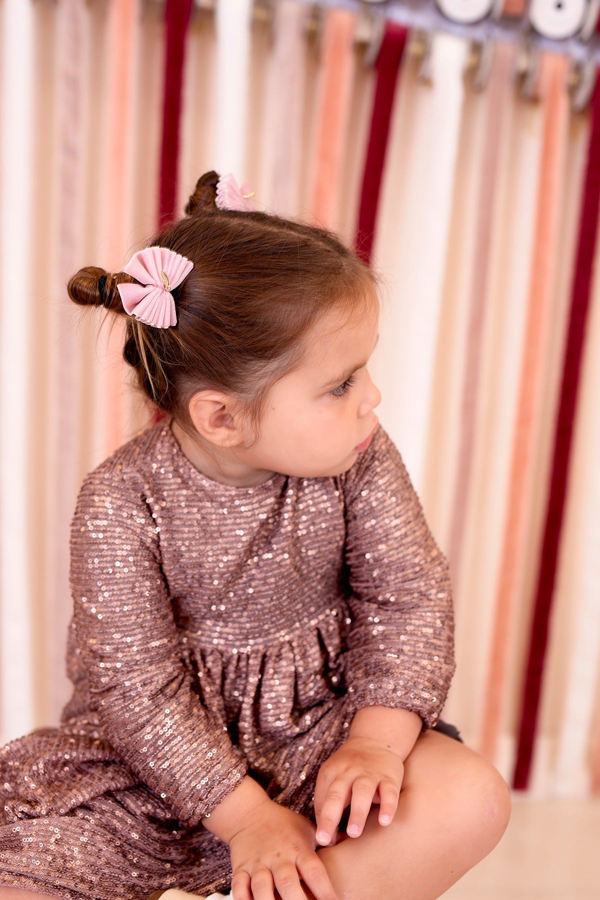 Velvet Pleated Butterfly Bow Clip Set - Black (Handmade in the USA!)