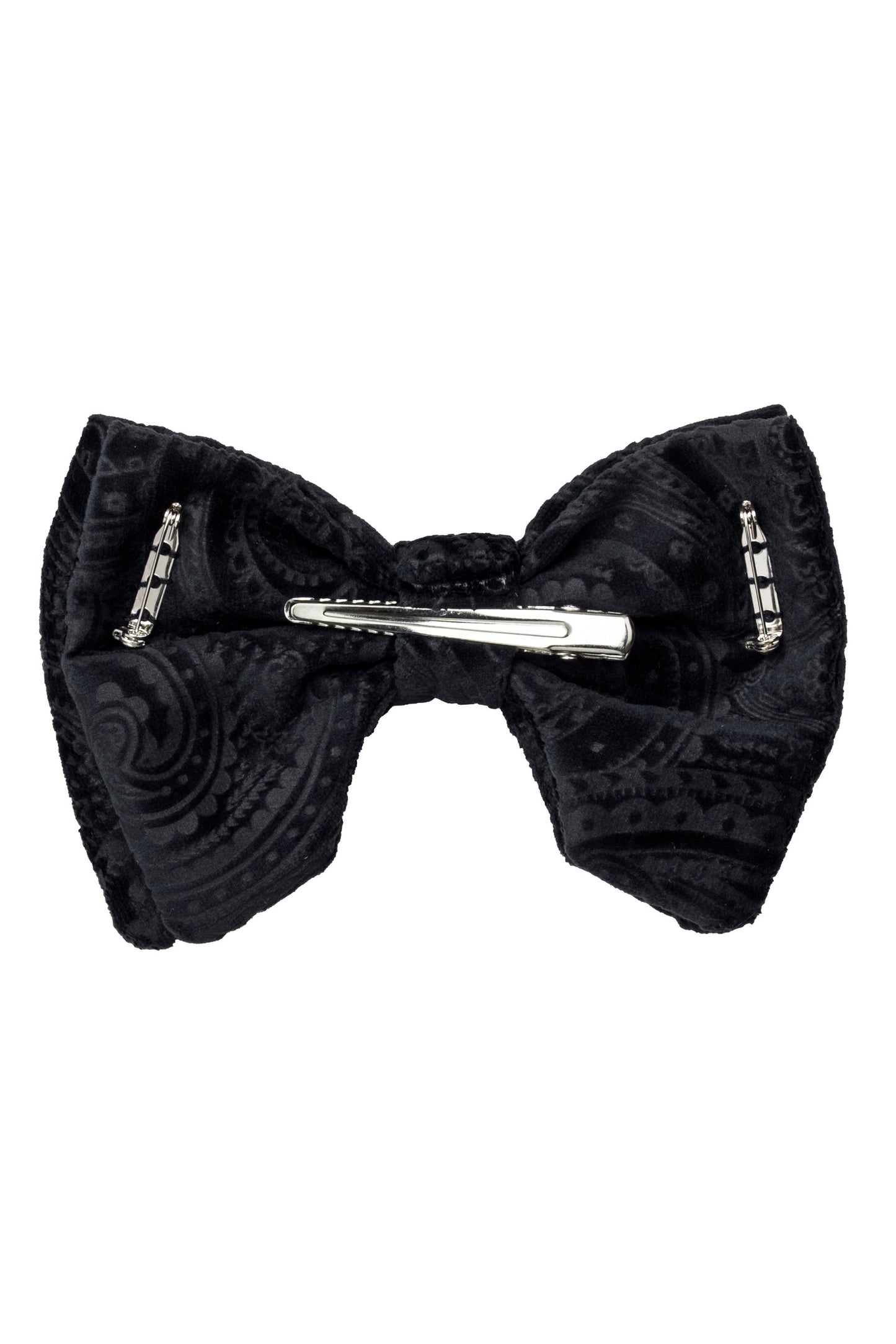 Beauty & The Beast Bowtie/Hair Clip - Black Paisely Suede - PROJECT 6, modest fashion