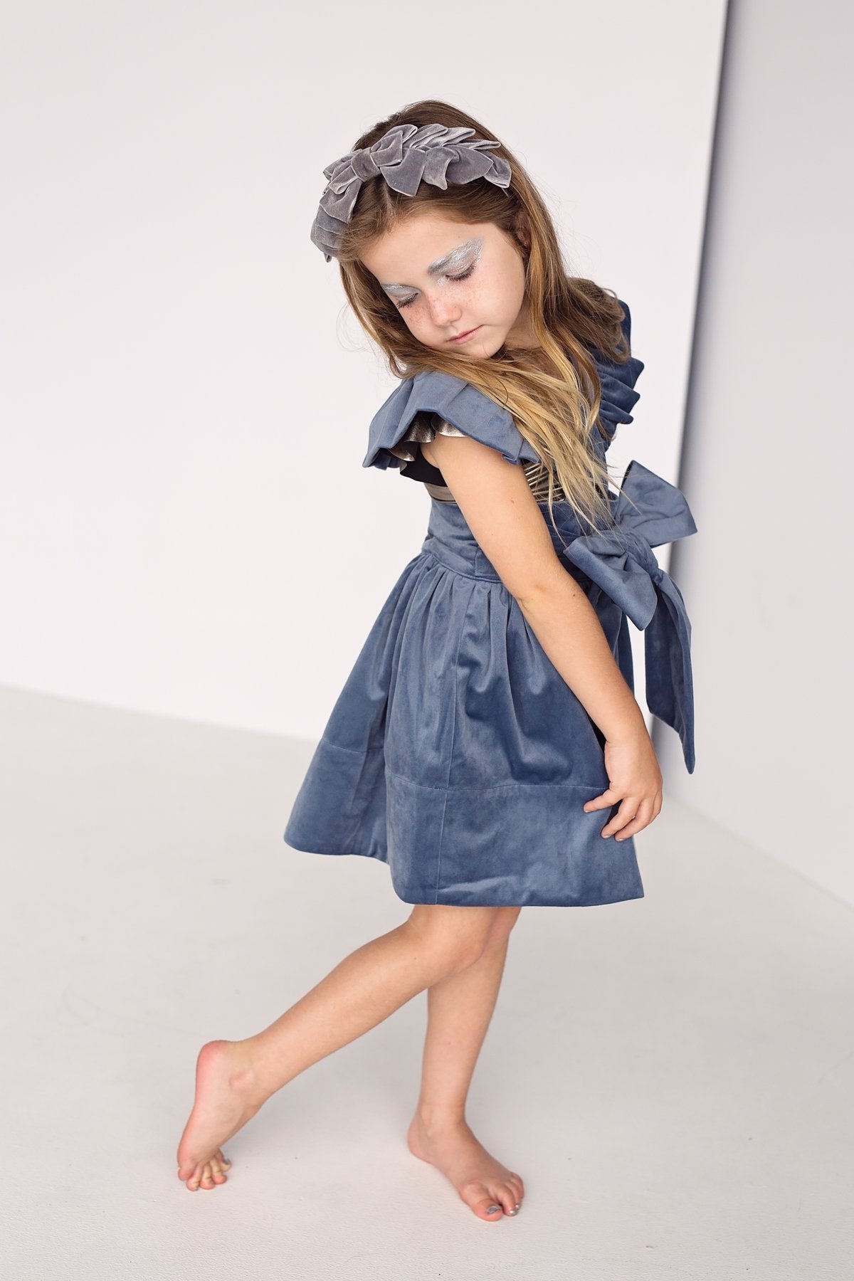 Pleated Ribbon Velvet Wrap - Grey - PROJECT 6, modest fashion