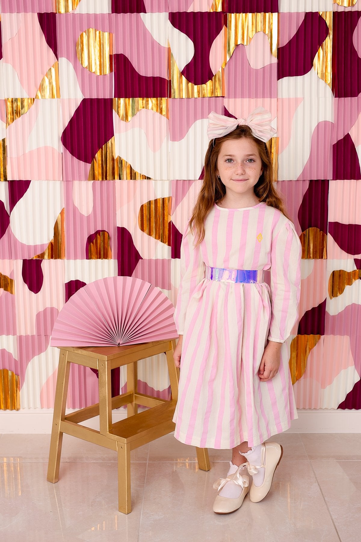 Ava Stripe Headband - Organza - Black/White