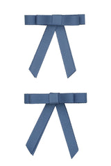 Grosgrain Bow Clip Set (2) - Smoke Blue