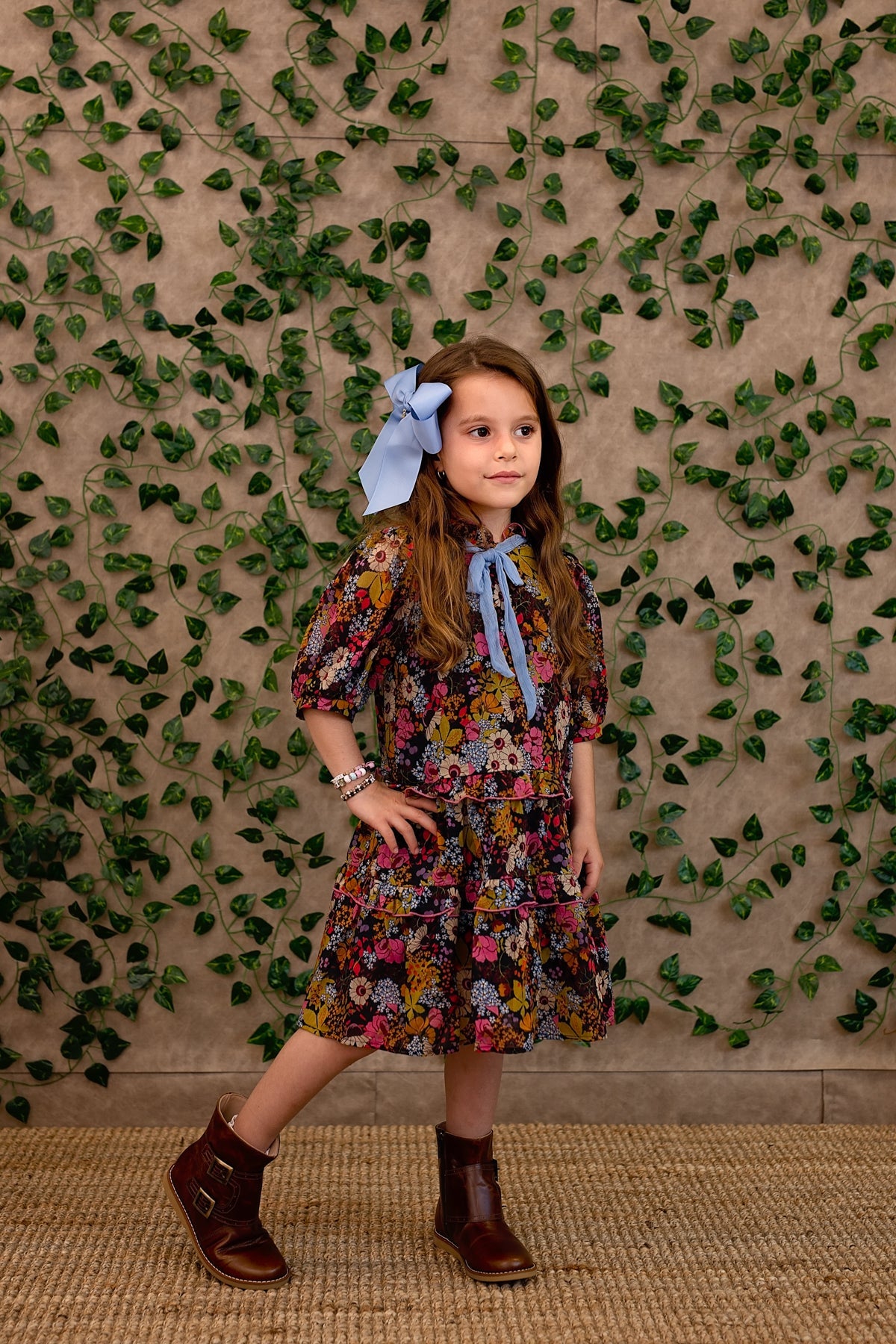 Oversized Bow Pony/Clip - Sweet Nectar Grosgrain