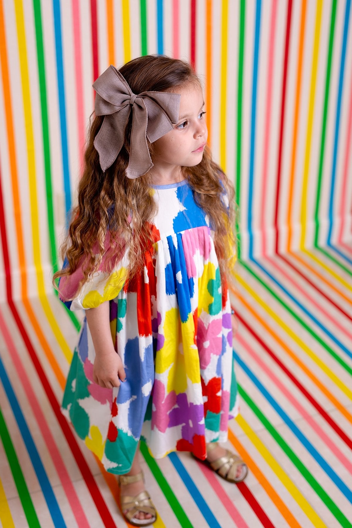 Oversized Bow Pony/Clip - Ivory Grosgrain