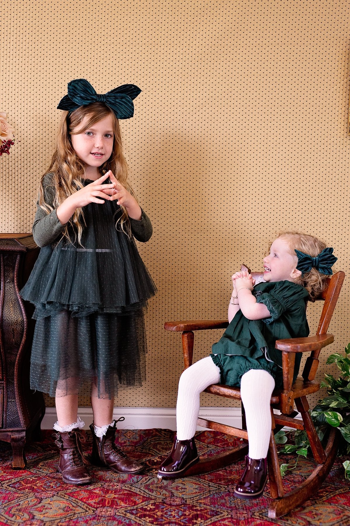 Growing Orchid Headband - Hunter Green Velvet Stripe - PROJECT 6, modest fashion