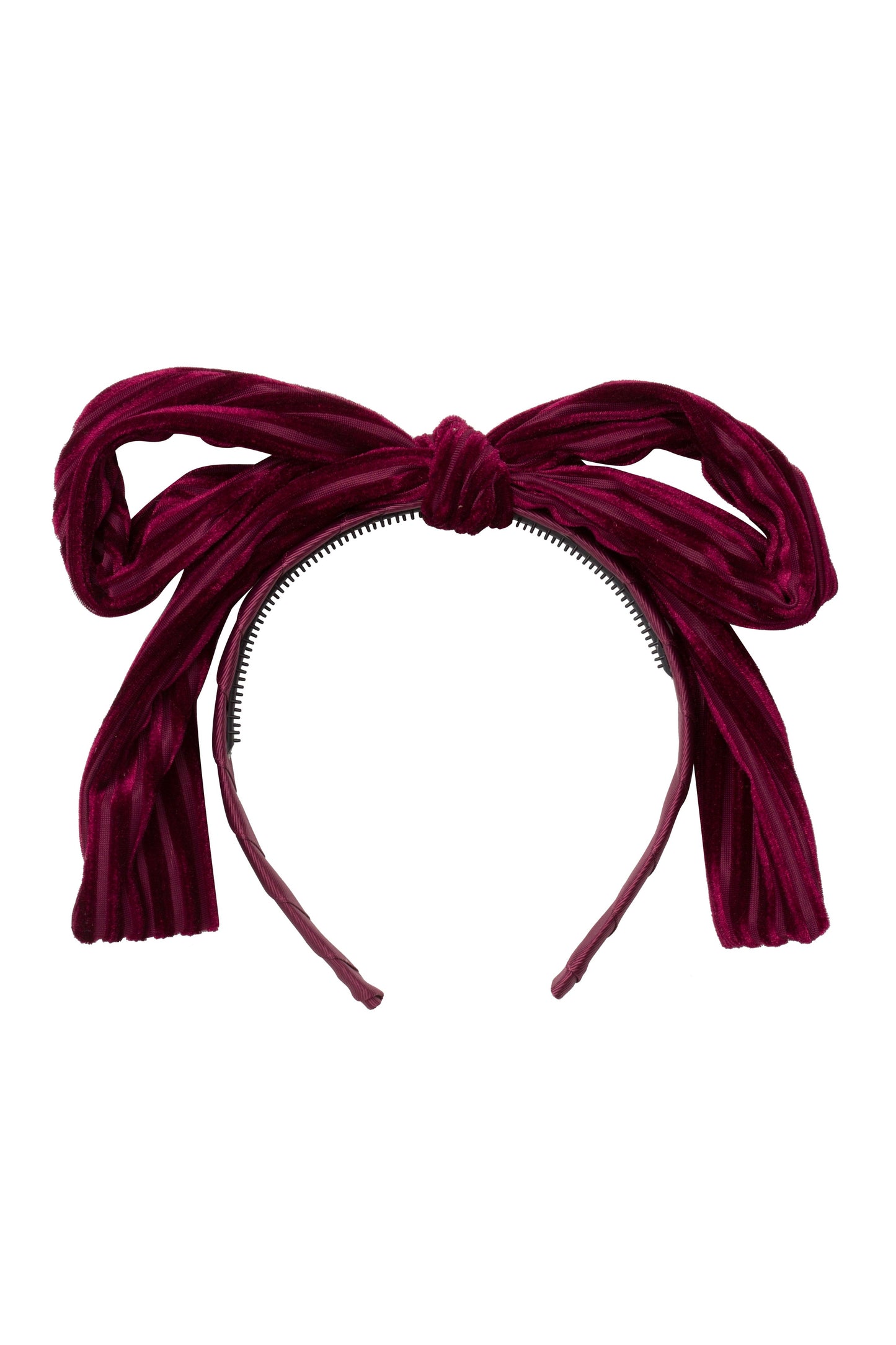 Party Bow Headband - Burgundy Velvet Stripe - PROJECT 6, modest fashion