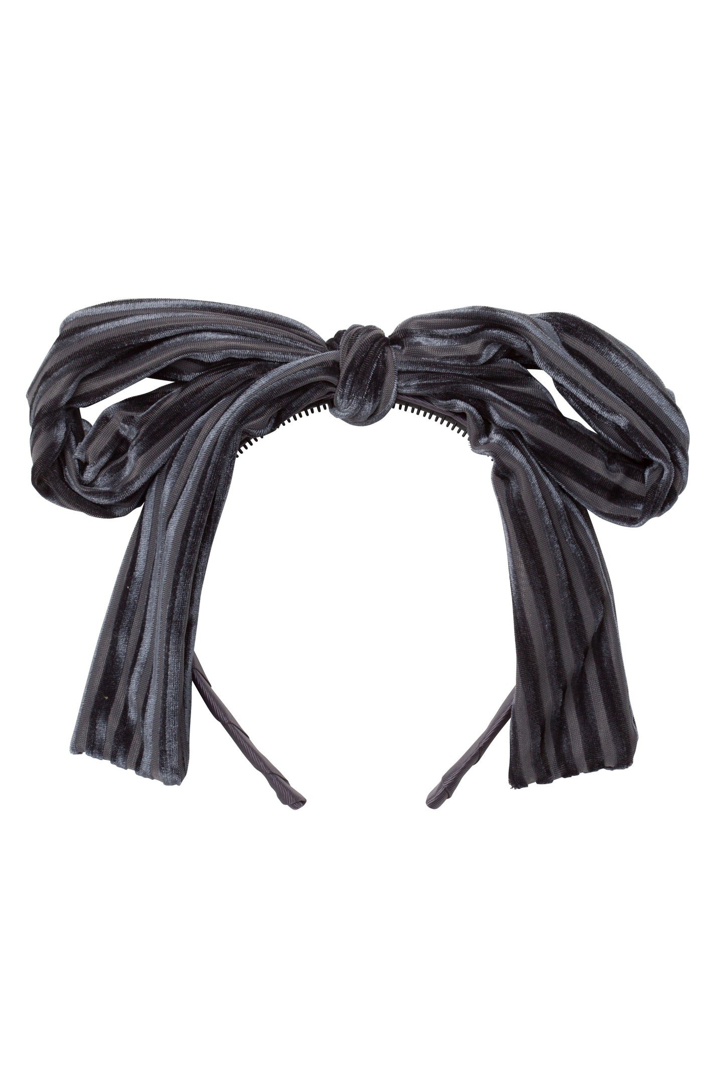 Party Bow Headband - Charcoal Velvet Stripe - PROJECT 6, modest fashion