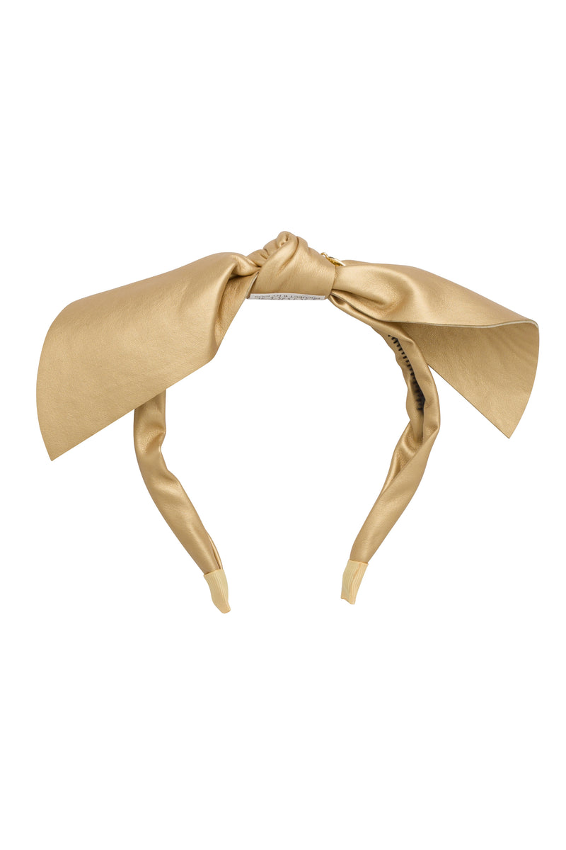 Perfect Leather Pointy Bow Headband - Gold