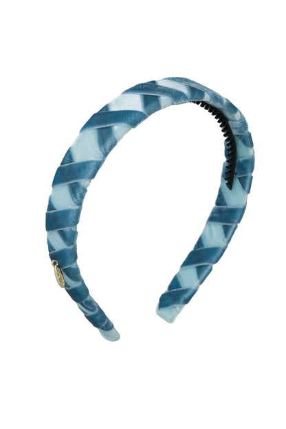 Ballet Slippers Velvet Headband - Light Blue/Blue Denim