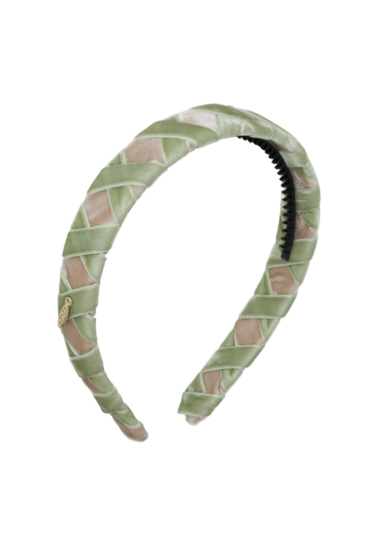 Ballet Slippers Velvet Headband - Taupe/Antique Green