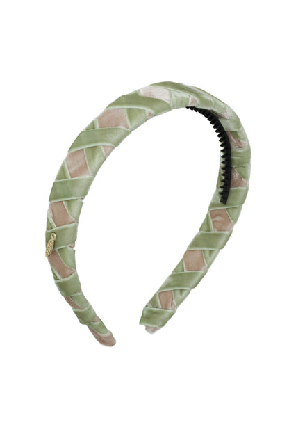 Ballet Slippers Velvet Headband - Taupe/Antique Green
