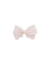 Dahlia Lace Bow Clip - Light Pink