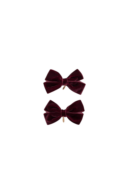 Mini Dahlia Piggy Clip Set - Burgundy