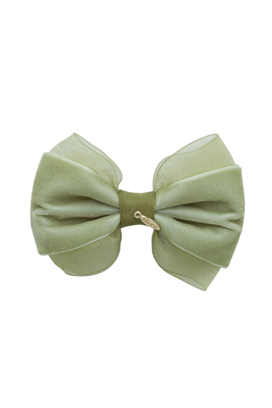 Demi Velvet Bow Clip - Antique Green