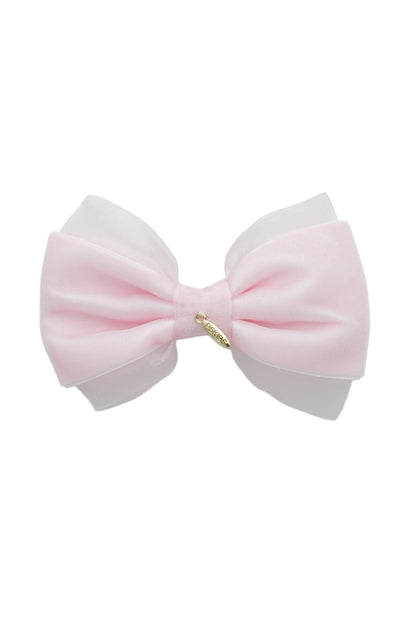 Demi Velvet Bow Clip - Baby Pink