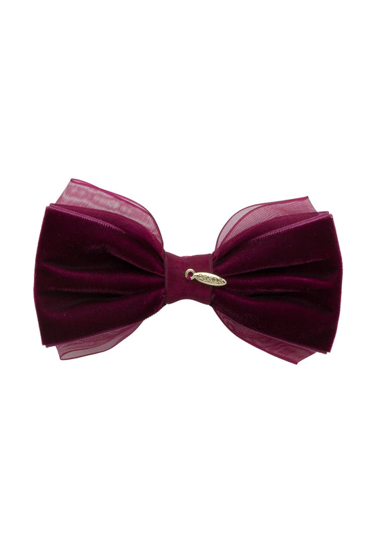 Demi Velvet Bow Clip - Burgundy Wine
