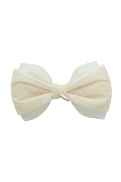 Demi Velvet Bow Clip - Ivory