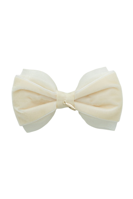 Demi Velvet Bow Clip - Ivory
