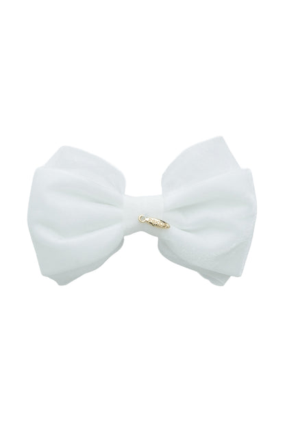 Demi Velvet Bow Clip - White