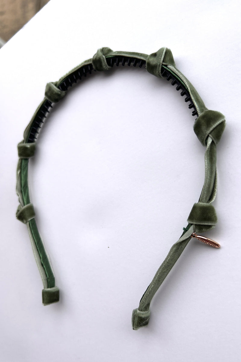 Rosebud Headband - Forest Green Moss Velvet