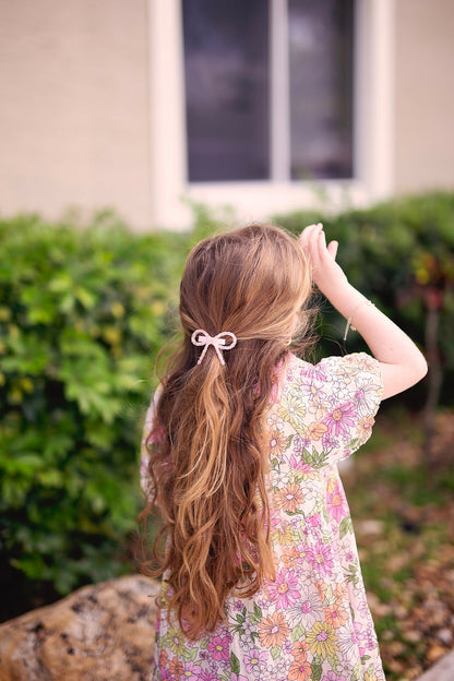 Mini Glitter Bows Clip Set of 2 - Cream