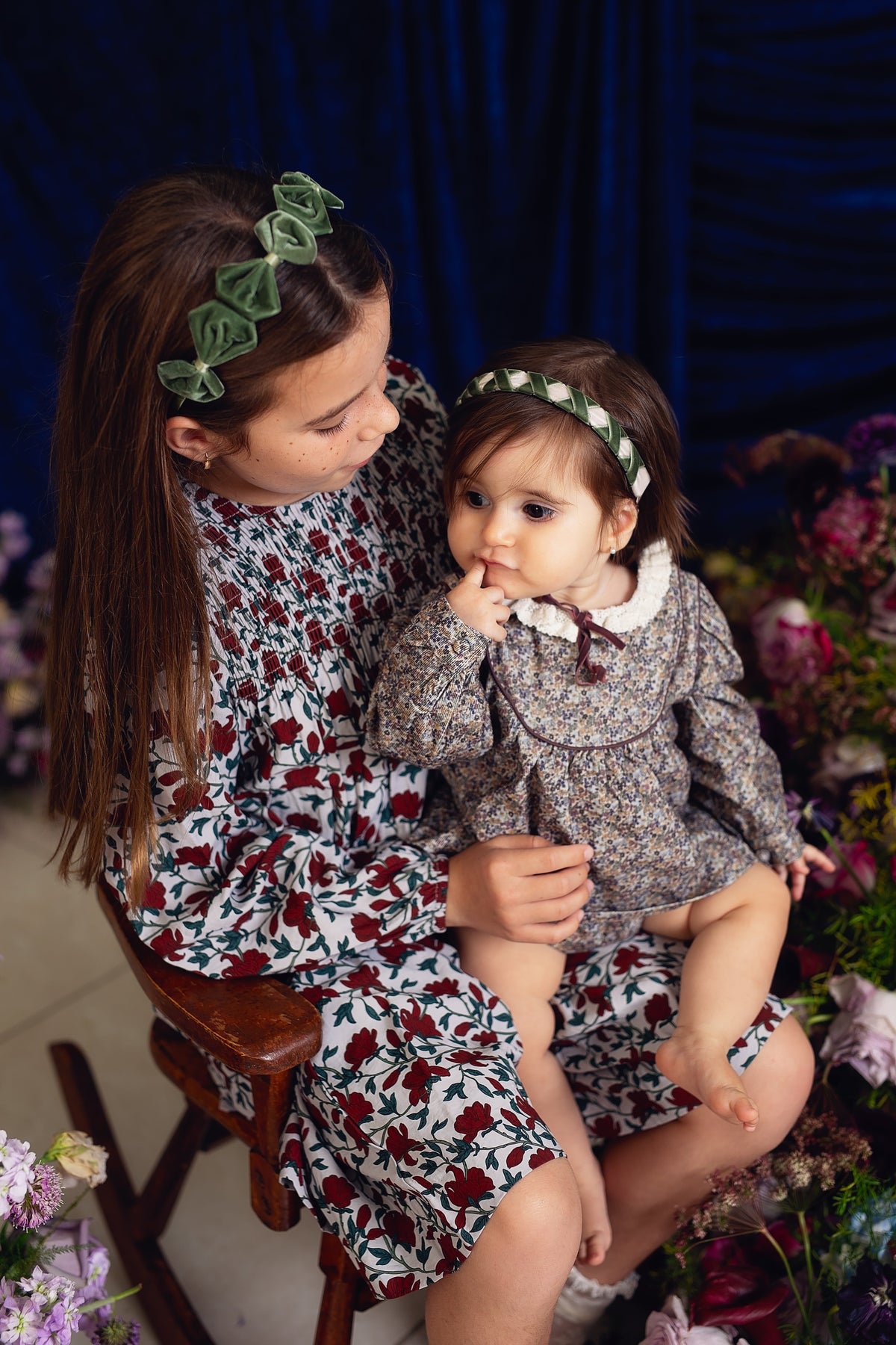 Tendu Velvet Bow Headband - Forest Green Moss