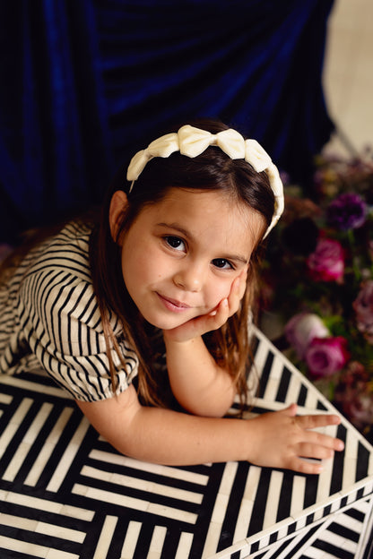 Tendu Velvet Bow Headband - Forest Green Moss