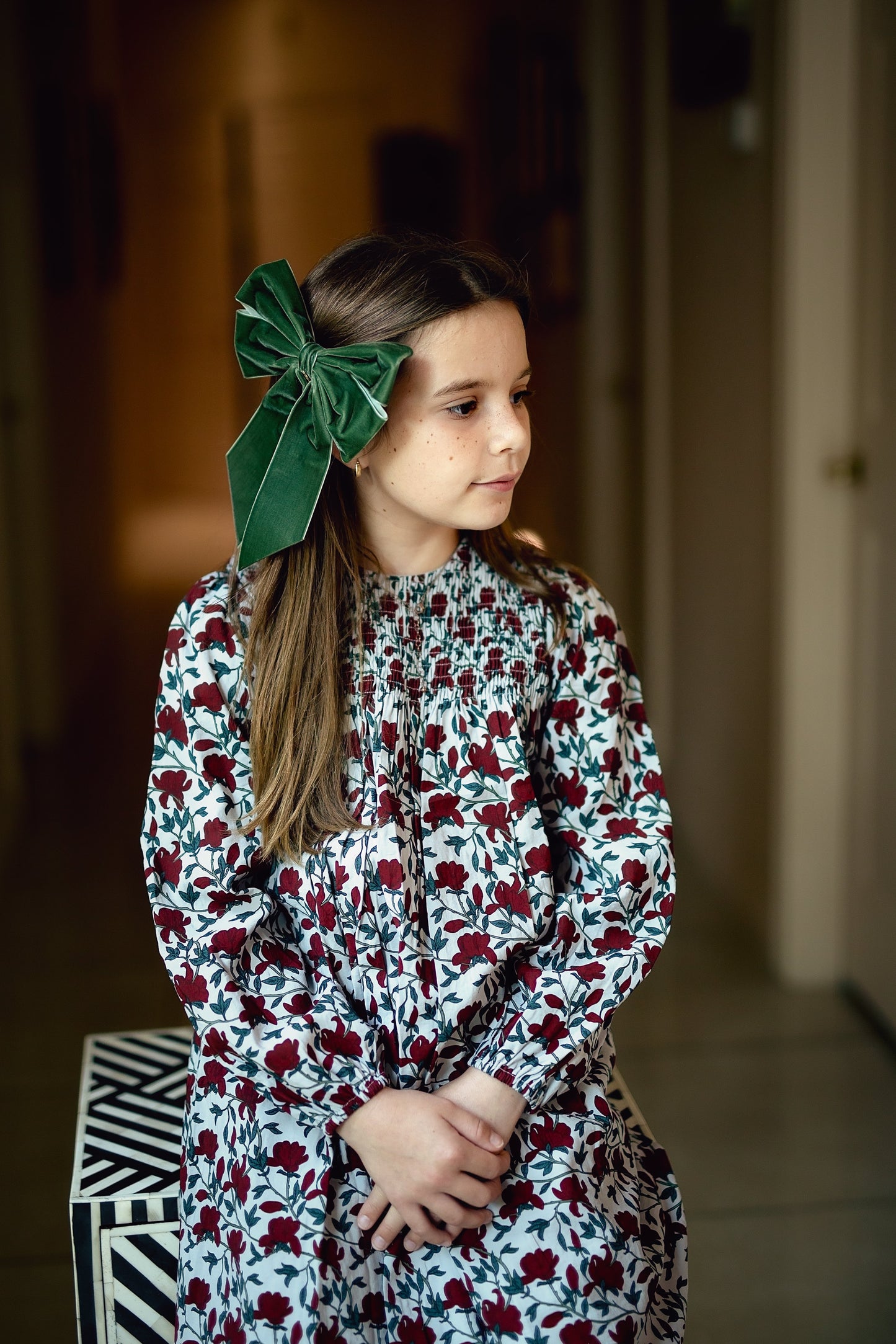 Oversized Bow Velvet Clip - Forest Green Moss *NEW COLOR*