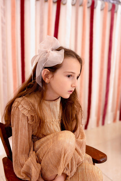 Oversized Organza Bow Clip  - Baby Pink (Handmade in the USA!)