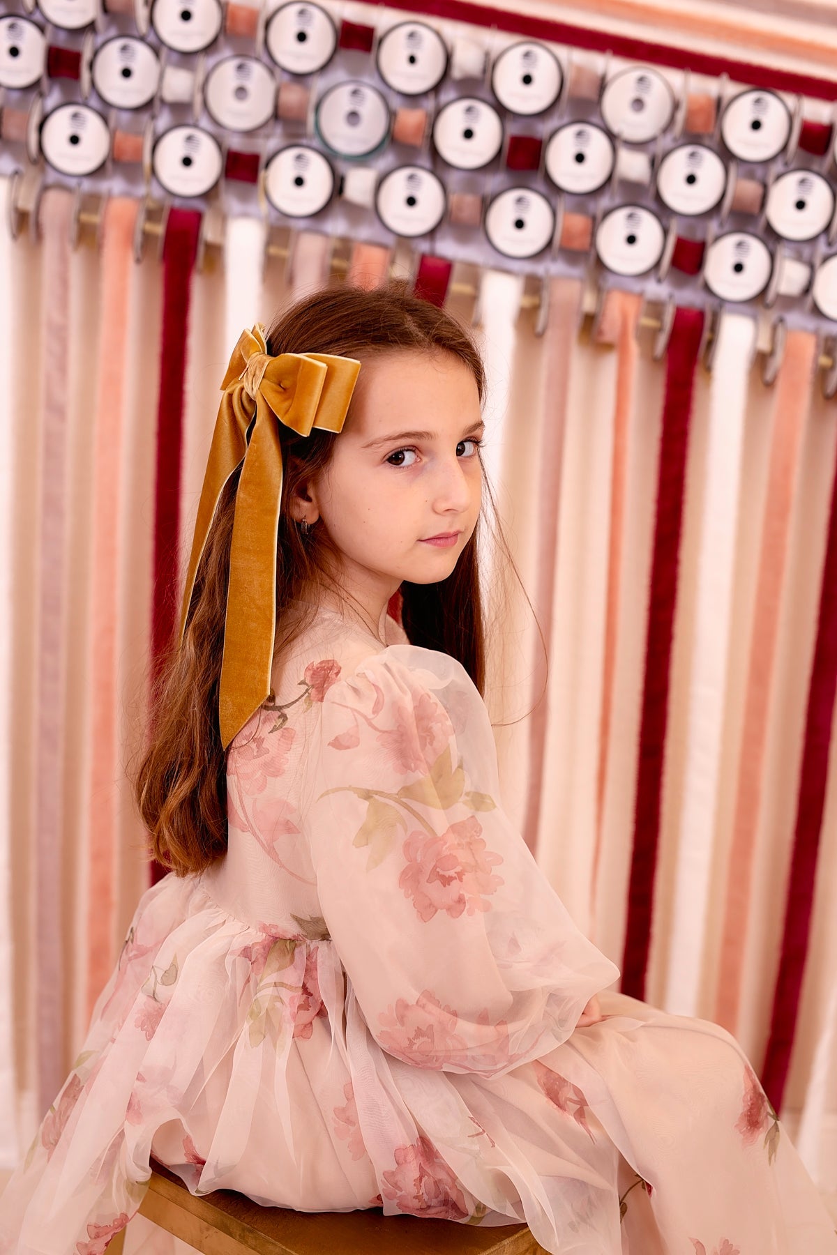 Madeline Velvet Long Tail Bow Clip - Light Grey (Handmade in the USA!)