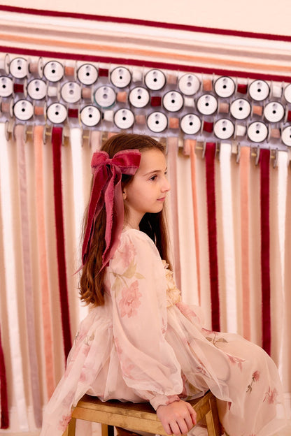 Primrose Princess Long Tail Bow Clip - Red (Handmade in the USA!)