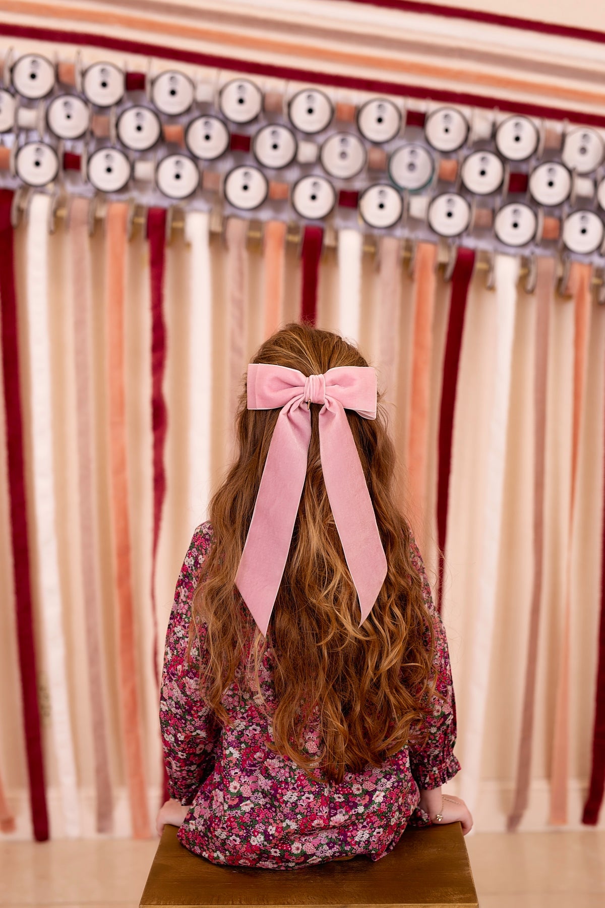 Madeline Velvet Long Tail Bow Clip - Forest Green Moss *NEW COLOR*
