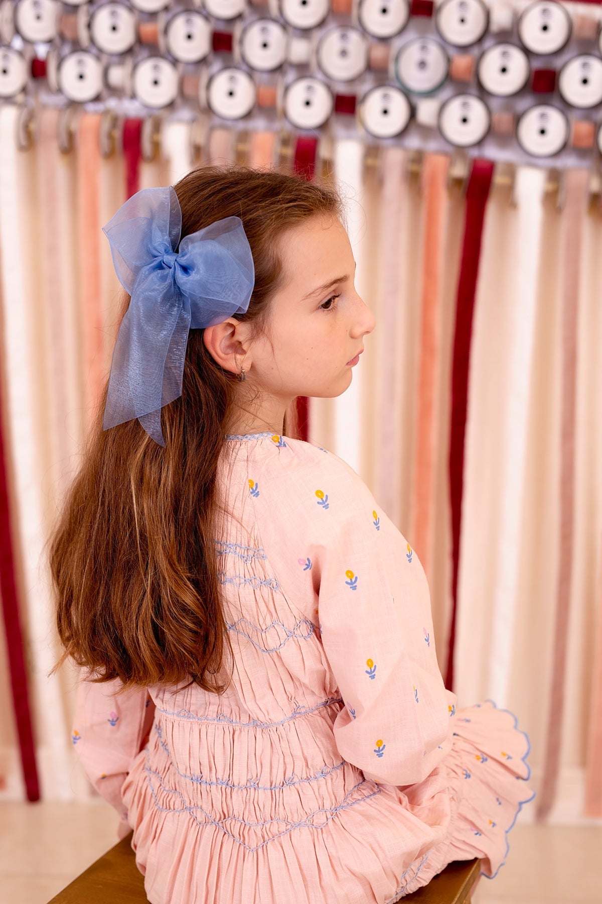 Oversized Organza Bow Clip  - Baby Pink (Handmade in the USA!)