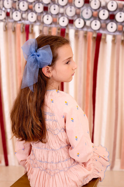 Oversized Organza Bow Clip  - Baby Pink (Handmade in the USA!)