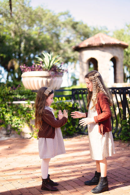 Princess Lace Long Bow Clip - New Gold