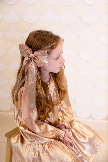 Primrose Princess Long Tail Bow Clip - Black/Gold