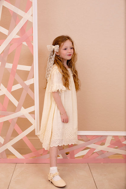 Princess Lace Long Bow Clip - Ivory