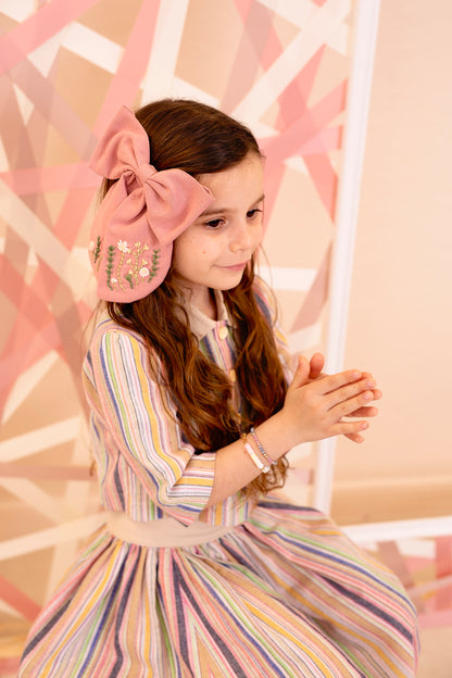 Embroidered Perfect Bow Clip - Dove