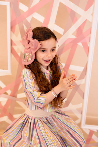 Embroidered Perfect Bow Clip - Dove