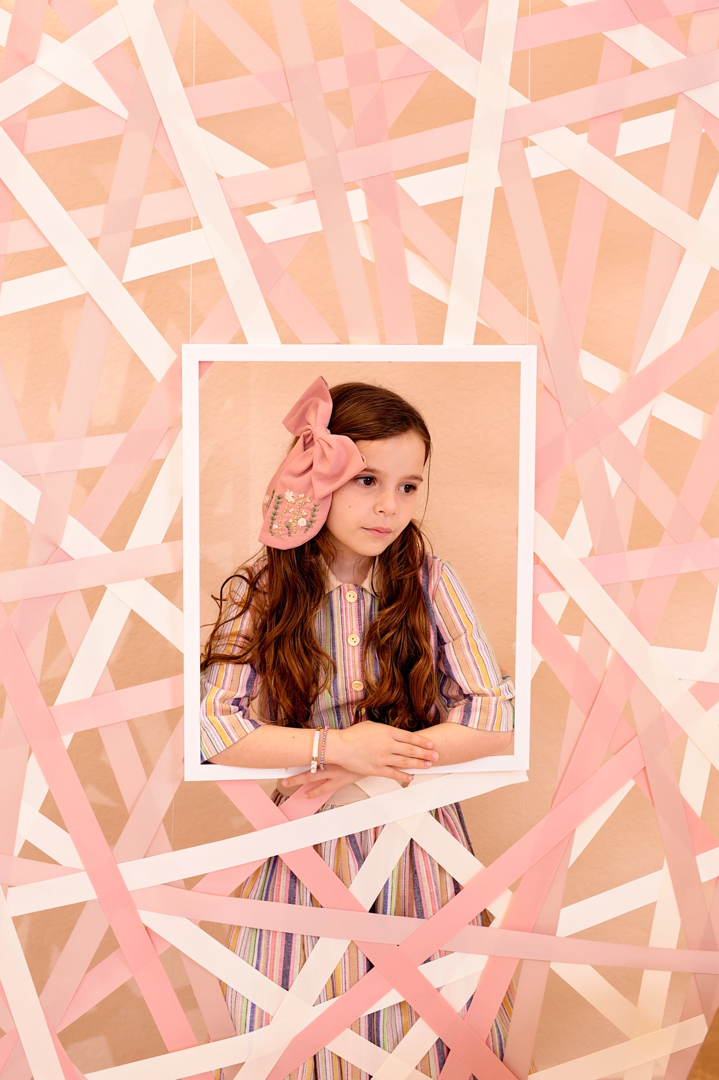 Embroidered Perfect Bow Clip - Dove