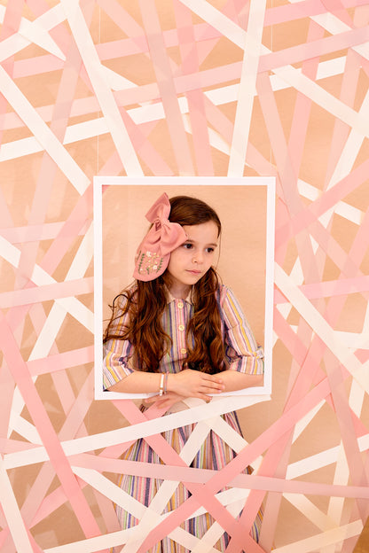 Embroidered Perfect Bow Clip - Dove