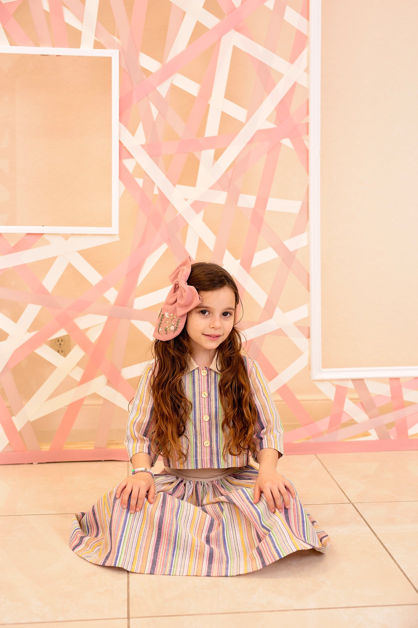 Embroidered Perfect Bow Clip - Dove