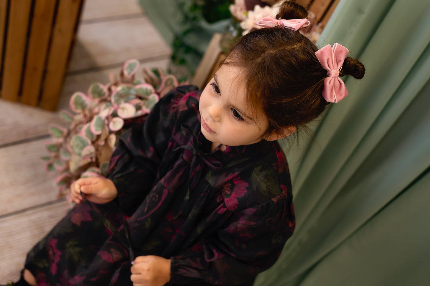 Mini Dahlia Piggy Clip Set - Burgundy