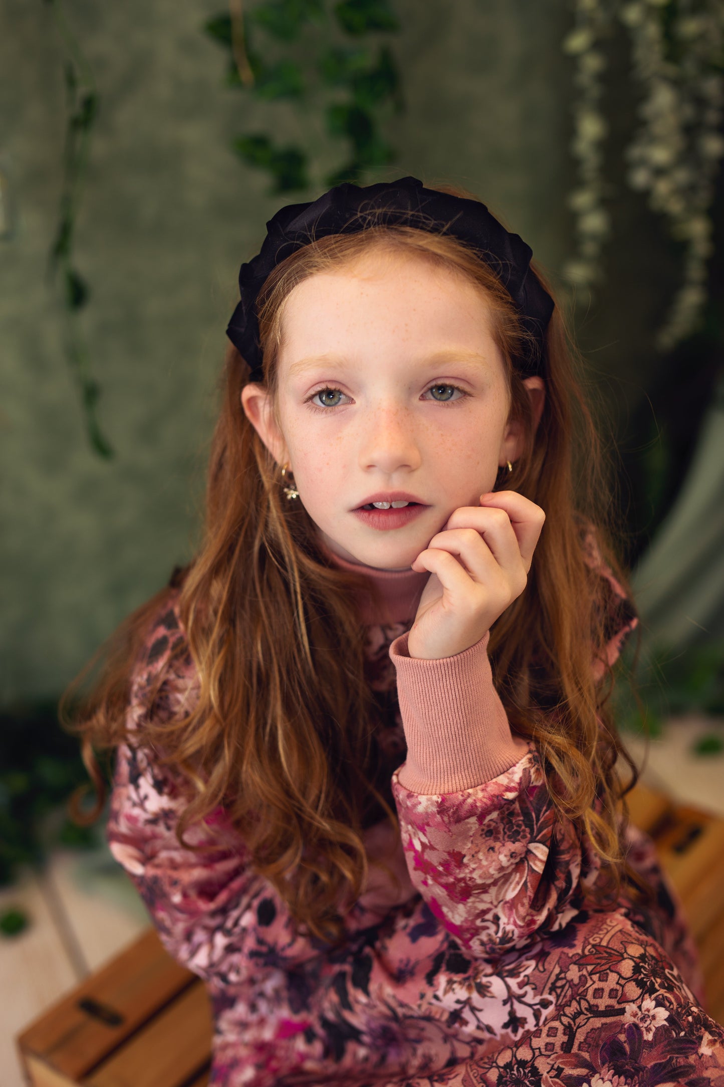 Velvet Ripple Headband - Antique Green
