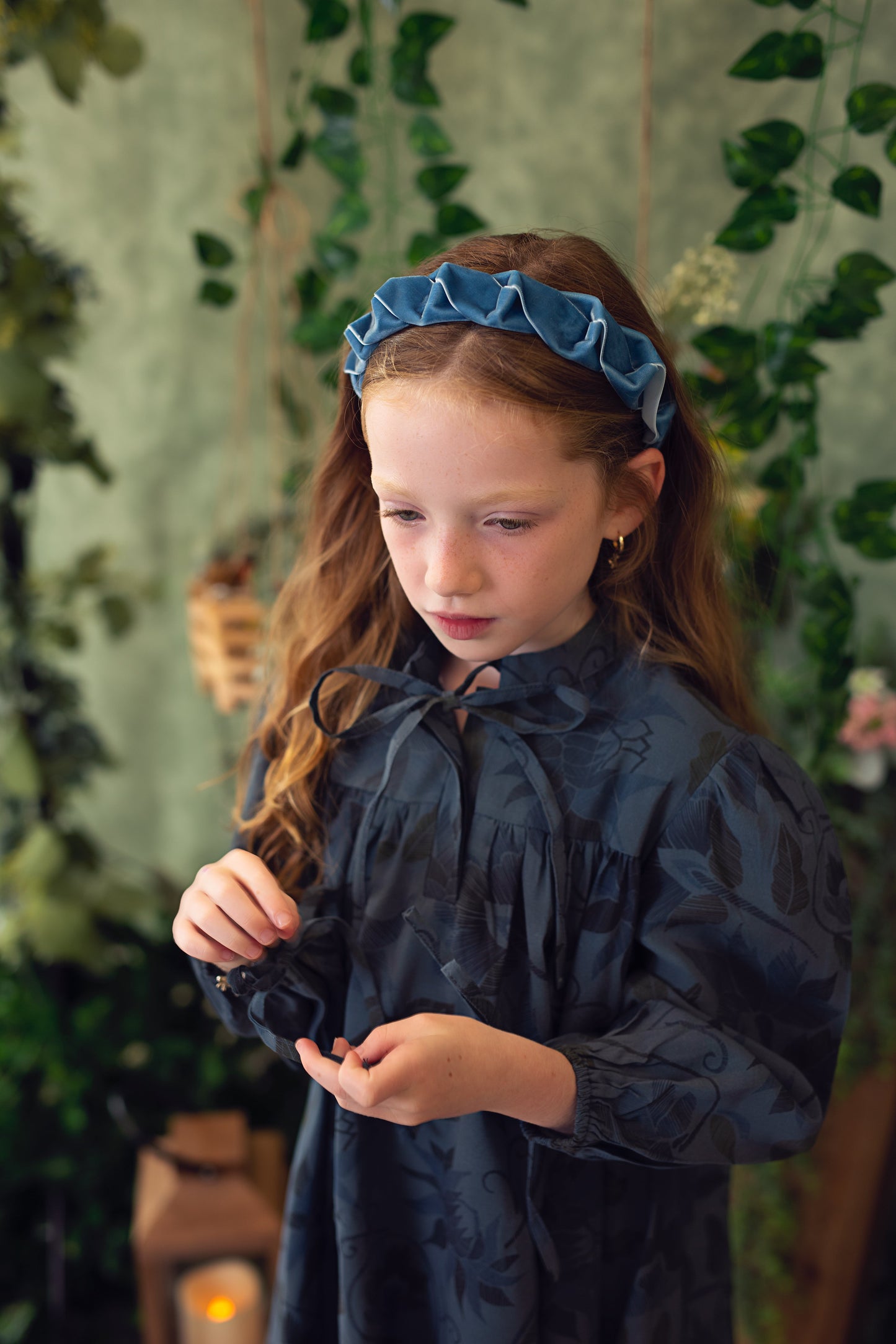 Velvet Ripple Headband - Navy