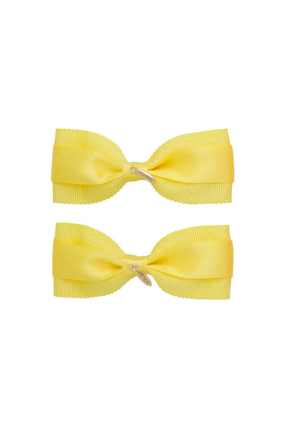 Layla Duo Bow Clip Set of 2 - Lemon Yellow