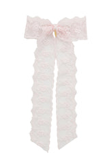 Princess Lace Long Bow Clip - Light Pink