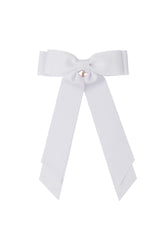 Madeline Petersham Long Tail Bow Clip - White