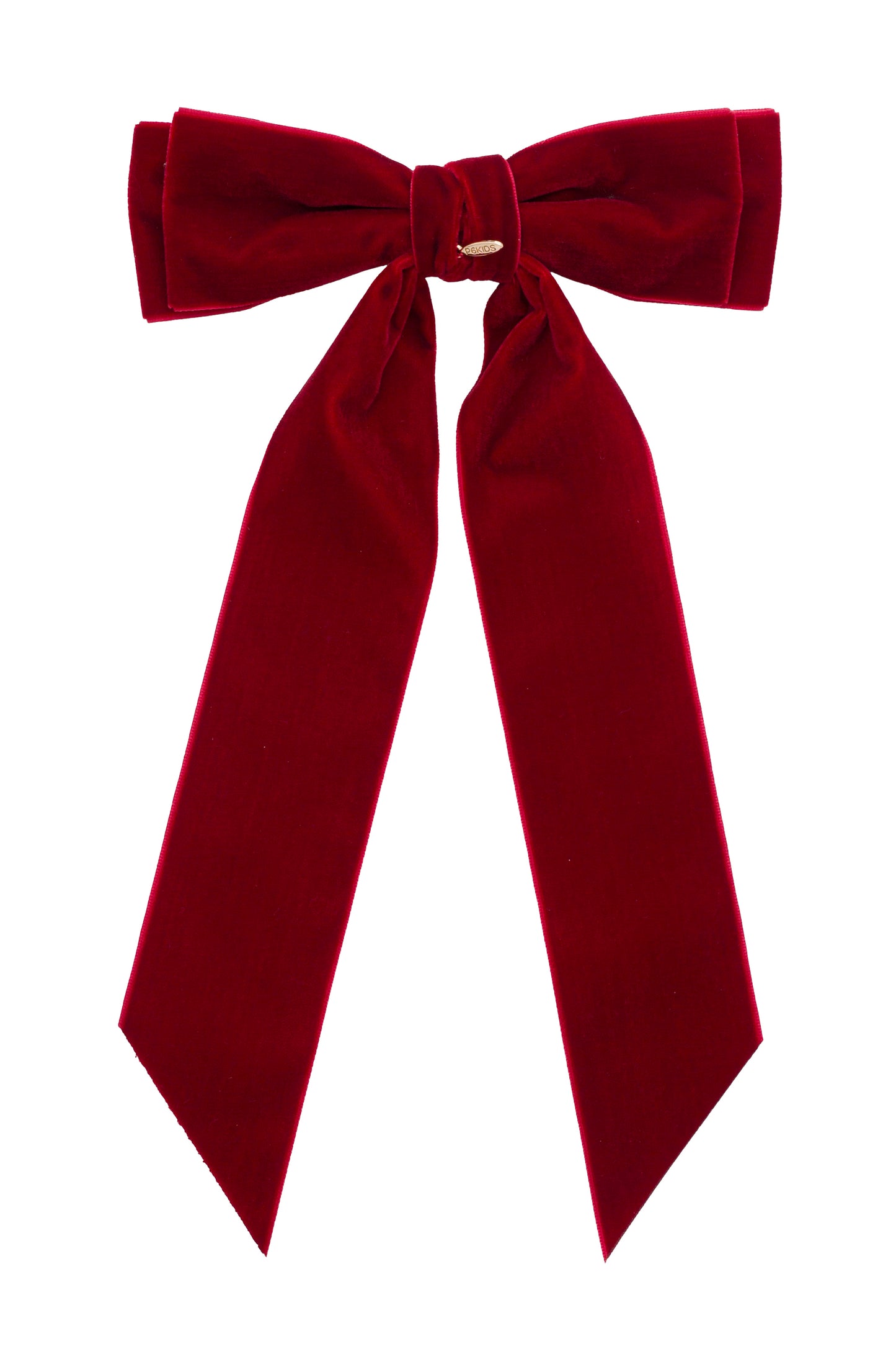 Madeline Velvet Long Tail Bow Clip - Dark Red (Handmade in the USA!)