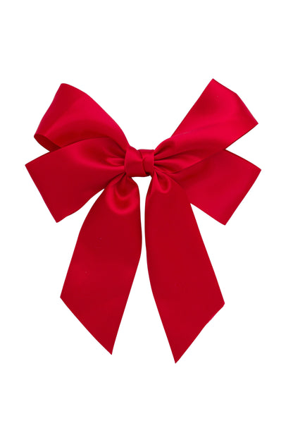 Oversized Bow Pony/Clip - Red