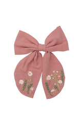 Embroidered Perfect Bow Clip - Pink